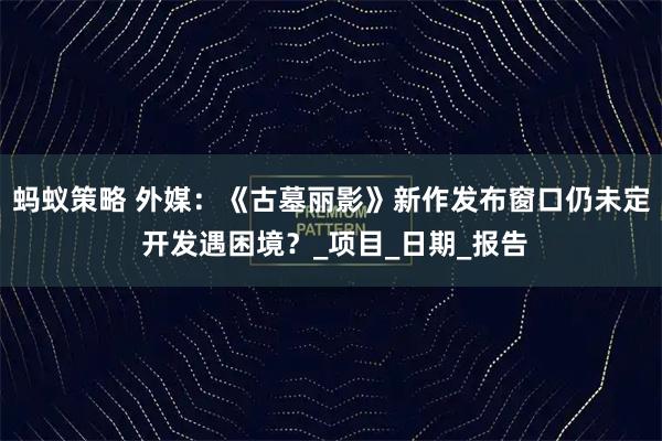 蚂蚁策略 外媒：《古墓丽影》新作发布窗口仍未定 开发遇困境？_项目_日期_报告
