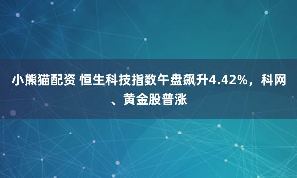 小熊猫配资 恒生科技指数午盘飙升4.42%，科网、黄金股普涨
